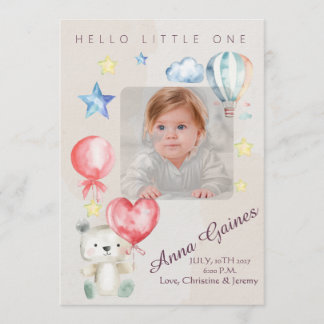 Whimsical Hello Little One Announcement Inbjudningar