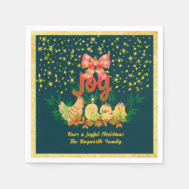 Whimsical hen and chick Christmas Paper Napkin Pappersservett