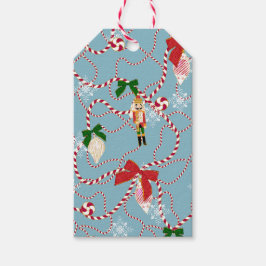 Whimsical himmelsblå nötknäppare sockerrör jul presentetikett