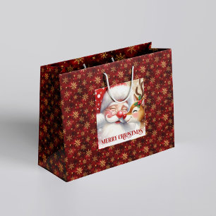 Whimsical Holiday Santa och röda näsan Rudolph pås