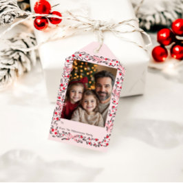 Whimsical Holiday Wreath & Bows Photo Card Presentetikett