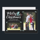 Whimsical Holly 2-Photo-jul Julkort<br><div class="desc">Skicka dina semesterhälsningar i stil med detta 2-fotokort med helgdag med handskrivet kalligrafigrafi och vattenfärgsholly. Kommer med en matchande vattenfärgsdesign mönster på baksidan. Opt för en lyxfri beröring i extra med texturerad papper eller en urklippsform.</div>