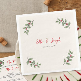 Whimsical Holly Border Holiday Middag Servetter