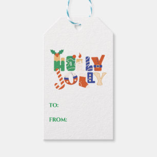 Whimsical Holly Jolly Helgdag Gift Märkres Presentetikett