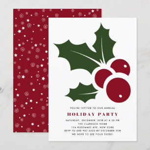 Whimsical Holly Modern Julfest-inbjudan Inbjudningar
