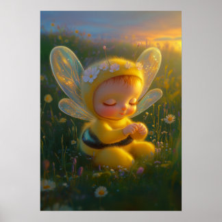 Whimsical Honey Bee Bebis i solsken Poster