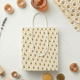 Whimsical Honey Bin och Guld Hexagon Mönster