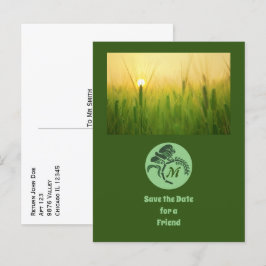 Whimsical Hooded Grashopper Monogram Photo Inbjudan Vykort