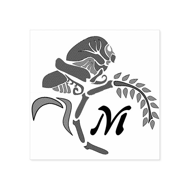 Whimsical Hooded Grashopper Monogram Stämpel (Tryck)