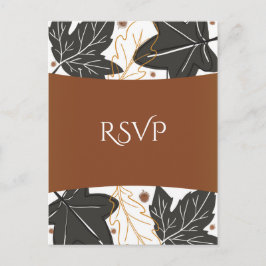 Whimsical Höst Fall Löv & Ekolloner Bröllop RSVP Inbjudan Vykort
