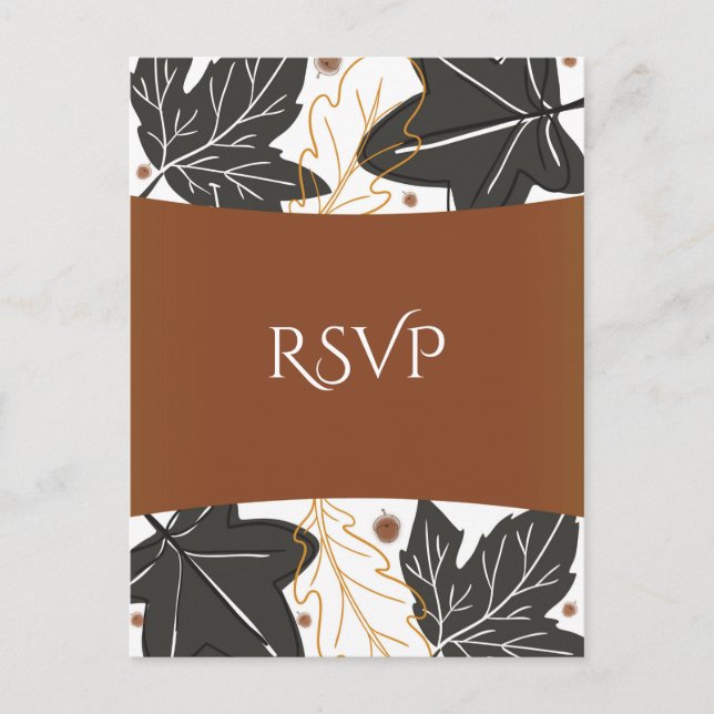 Whimsical Höst Fall Löv & Ekolloner Bröllop RSVP Inbjudan Vykort (Framsida)