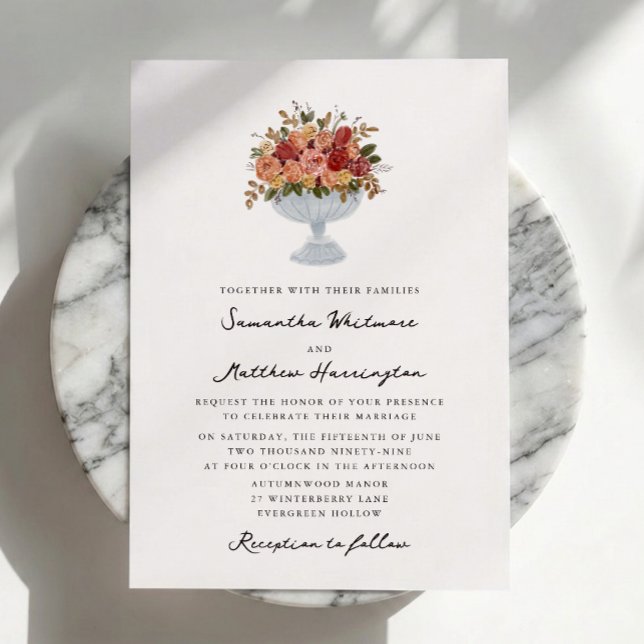Whimsical höstblommig arrangemang Bröllopsinbjudan Inbjudningar (Skapare uppladdad)