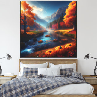 Whimsical höstduk väggkonst 40x40 tum canvastryck