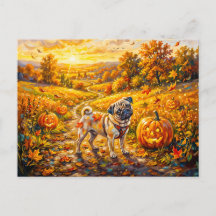 Whimsical höstpumpa stig Mops Illustration