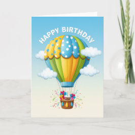 Whimsical Hot Air Balloon Birthday Card Kort