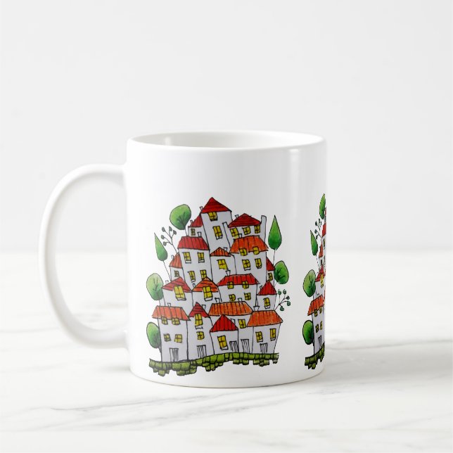 Whimsical House Mugg (Doodle - Handdragen) (Vänster)