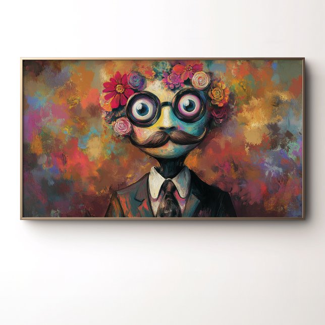 Whimsical humanoid med stora ögon och blommigt hår poster (Skapare uppladdad)