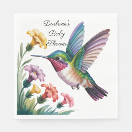 Whimsical Hummingbird Floral Baby Shower Pappersservett