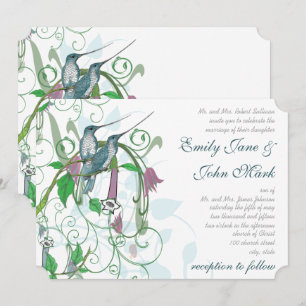 Whimsical Hummingbird Wedding bjudande #2 Inbjudningar