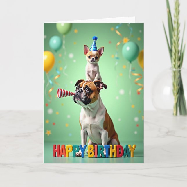 Whimsical Hund Födelsedagskort Kort (Framsida)