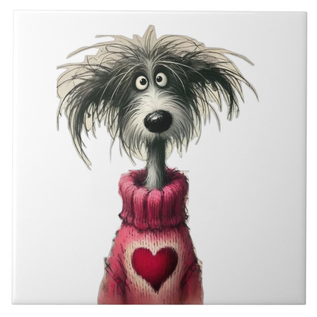 Whimsical hund kakelplatta (Framsidan)