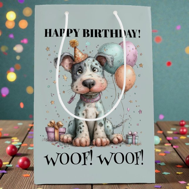 Whimsical Hund Vattenfärg Födelsedag (Skapare uppladdad)