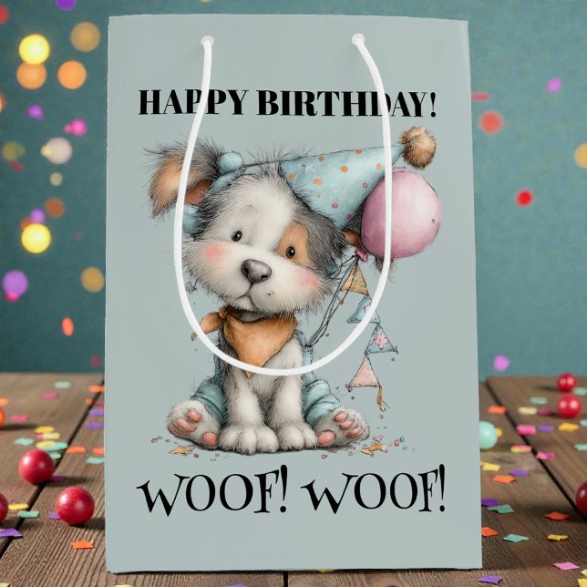 Whimsical Hund Vattenfärg Födelsedag (Skapare uppladdad)