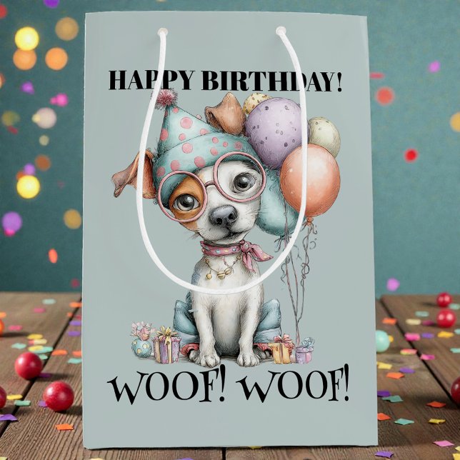 Whimsical Hund Vattenfärg Födelsedag (Skapare uppladdad)