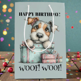 Whimsical Hund Vattenfärg Födelsedag