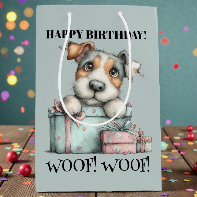 Whimsical Hund Vattenfärg Födelsedag (Skapare uppladdad)