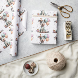 Whimsical hund vattenfärg födelsedagsinbjudan presentpapper
