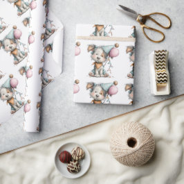 Whimsical Hund Vattenfärg Födelsedagsinbjudan Presentpapper