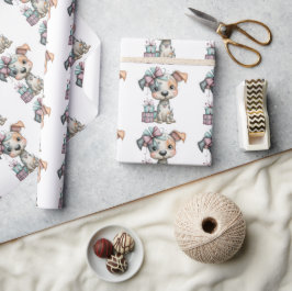 Whimsical hund vattenfärg födelsedagsinbjudan presentpapper