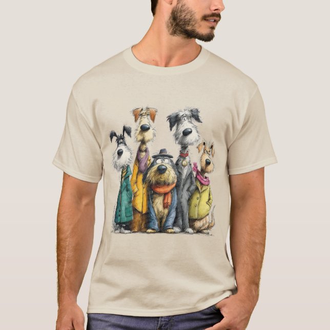 Whimsical hundar t shirt (Framsida)