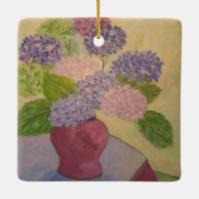 Whimsical Hydrangea Julgransprydnad Keramik (Baksida)