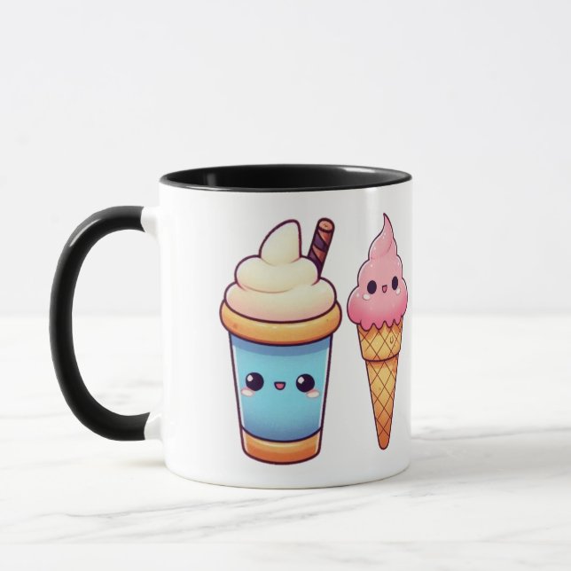 Whimsical Ice Cream - Kawaii Snack Illustrations Mugg (Vänster)