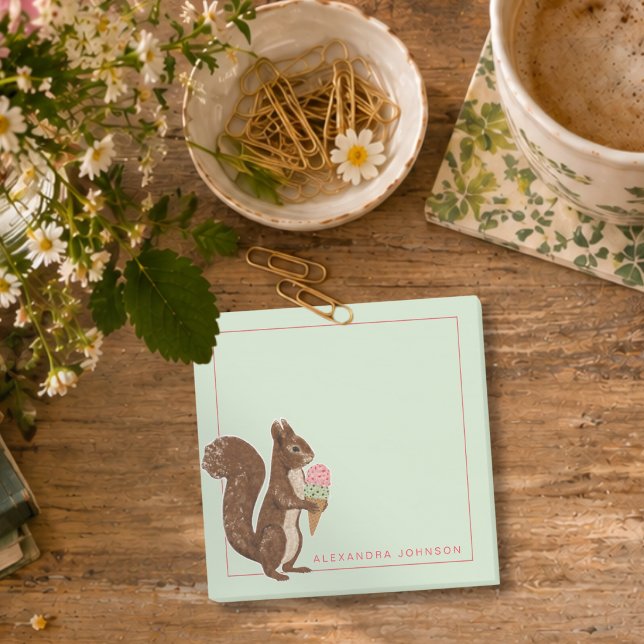 Whimsical Ice Cream Squirrel Post-it Block (Skapare uppladdad)