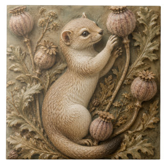 Whimsical Iller & Vallmoblommor Höst Kakelplatta
