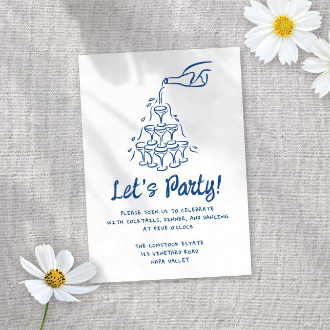 Whimsical Illustrated Cocktails Wedding Reception Tilläggskort (Skapare uppladdad)