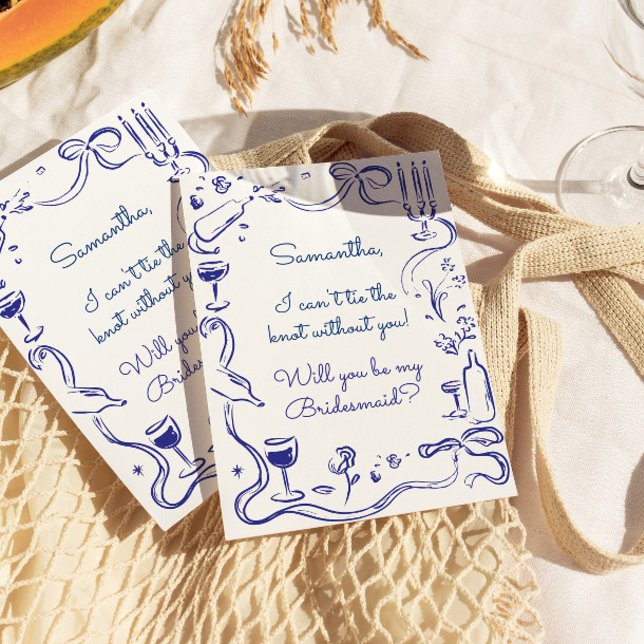 Whimsical Illustrated Doodle Bridesmaid Frieri Inbjudningar (Skapare uppladdad)
