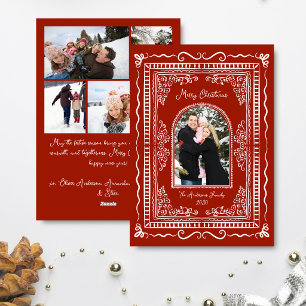 Whimsical Illustrativ Jul Fem Foto Julkort