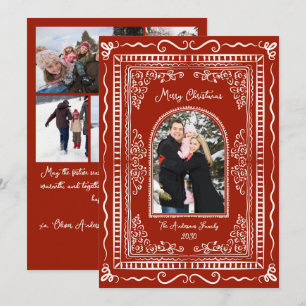 Whimsical Illustrativ Jul Fem Foto Julkort