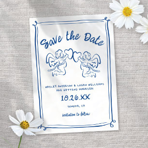 Whimsical Illustrerad Cupid Modern Rolig Bröllop Spara Datumet