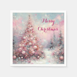 Whimsical Impressionistisk Julgran Pappersservett