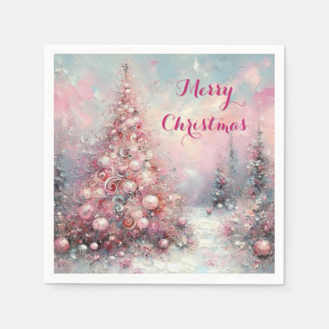 Whimsical Impressionistisk Julgran  Pappersservett (Framsidan)