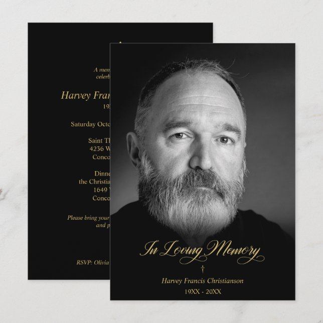 Whimsical In Loving Memory Photo Funeral Service Anteckningskort (Fram/baksida)