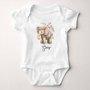 Whimsical indisk elefant med körsbärsträd t shirt
