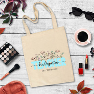 Whimsical Inky Wildblomme Snyggt Teacher Gift Tygkasse