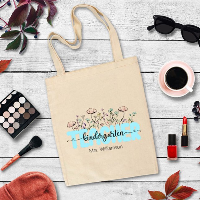 Whimsical Inky Wildblomme Snyggt Teacher Gift Tygkasse (Skapare uppladdad)