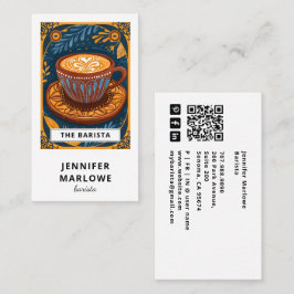 Whimsical Inlustrated Barista Visitkort